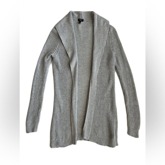 Talbots Women’s Gray Lambswool Open Knit Cardigan Sweater Small Petite - Picture 1 of 12